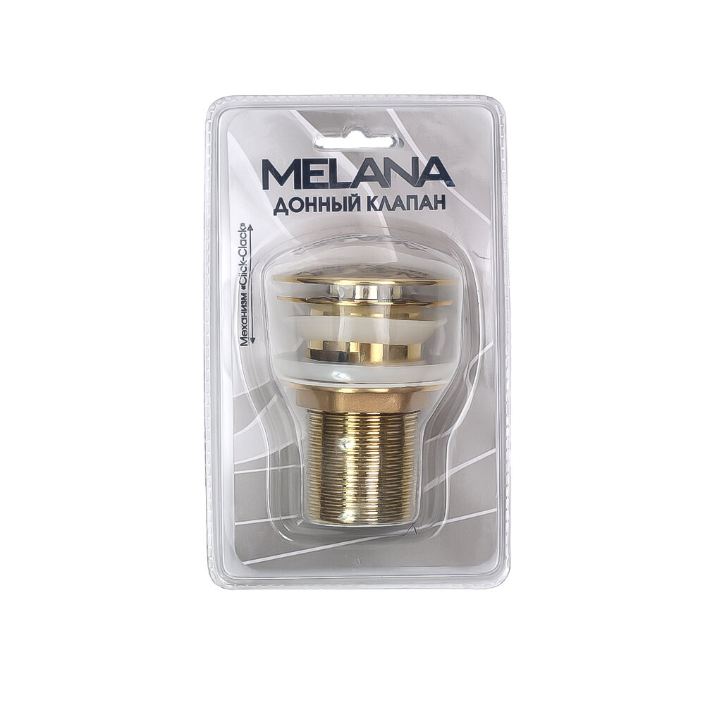 Донный клапан с переливом (золото) Melana MLN-335304G в блистере