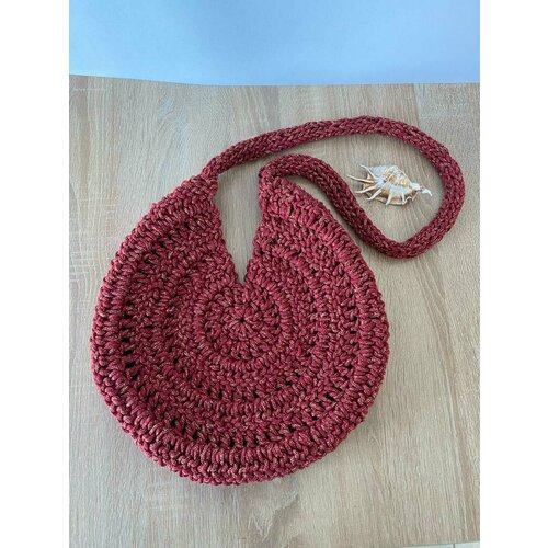 фото Сумка шоппер , фактура вязаная, красный мастер елена