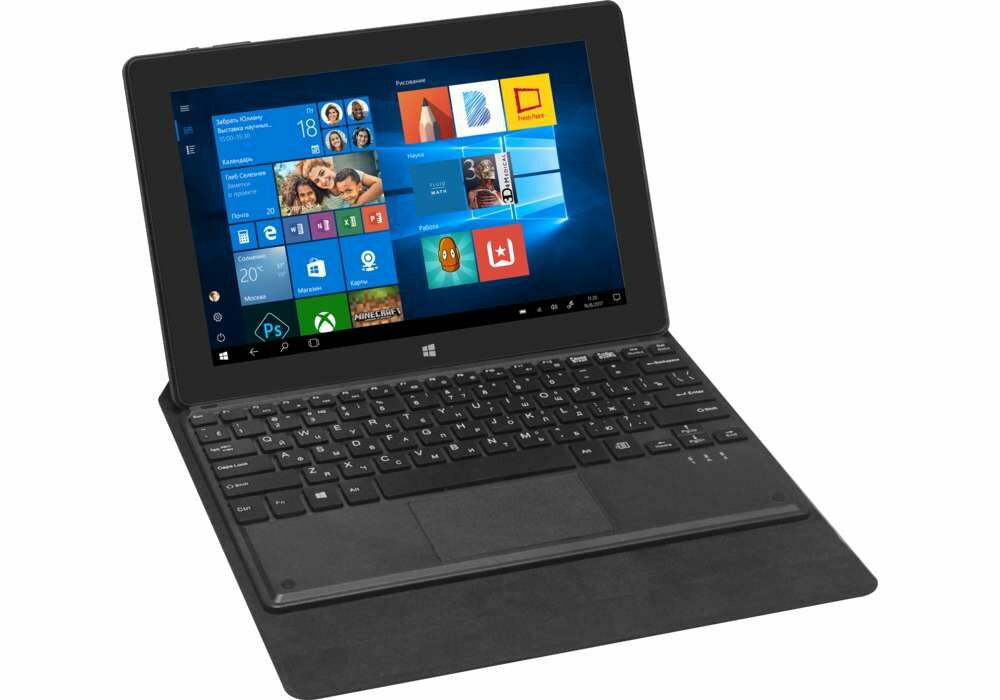 Планшет с клавиатурой Irbis TW102 10,1" IPS экран, 2/32ГБ, клавиатура в комплекте, Windows 10, черный