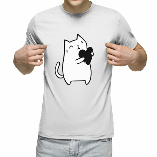 Футболка Us Basic, размер 3XL, белый мужская футболка кот с сердцем xl белый
