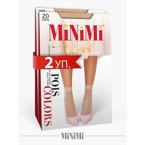 Носки MiNiMi, 20 den, 2 пары, размер 0 (UNI), коричневый, белый носки женские полиамид minimi grange 20 носки набор 5 шт размер б р caramel карамельный