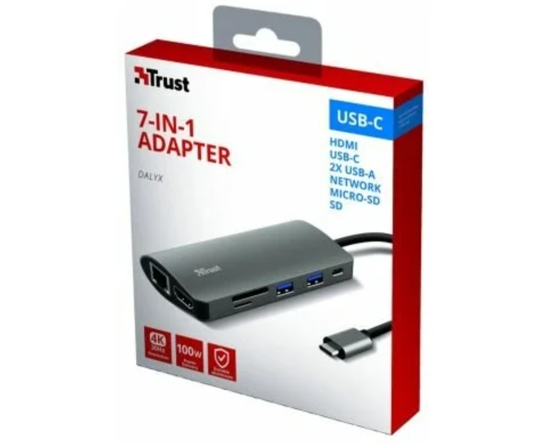 Адаптер 23775 Trust Dalyx 7-в-1 Multiport USB-C