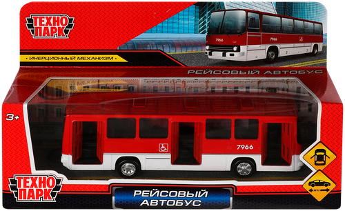 Машина металл рейсовый автобус длина 17см двери инерция красный Технопарк (IKABUS-17-RDWH)