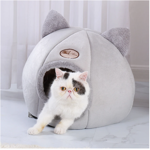 Домик лежанка для кошек (32х32х35 см.) мягкая подушка для котят, кота
