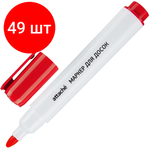 Комплект 49 штук, Маркер для белых досок Attache Economy красный 5мм attache маркер для досок 1 5 мм красный