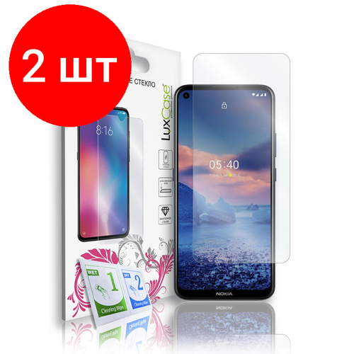 Комплект 2 штук, Защитное стекло Nokia 5.4, LuxCase, плоское, 0.2 мм, прозрачное, 83046 стекло защитное luxcase iphone 4 4s прозрачное