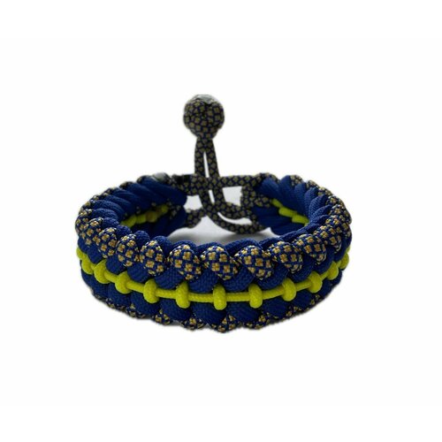 фото Славянский оберег, плетеный браслет "хребет водяного дракона", 1 шт., размер 7.5 см, размер one size, диаметр 7.5 см, синий, желтый sunny street