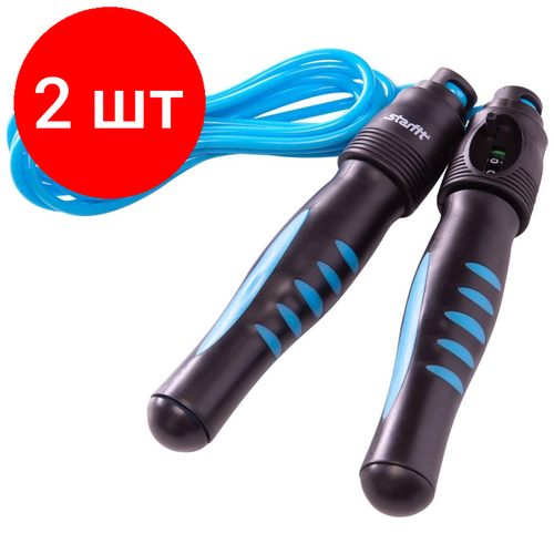 Комплект 2 штук, Скакалка STARFIT RP-102 ПВХ со счетчиком, синий/черный, 3м 1/20, УТ-00007296