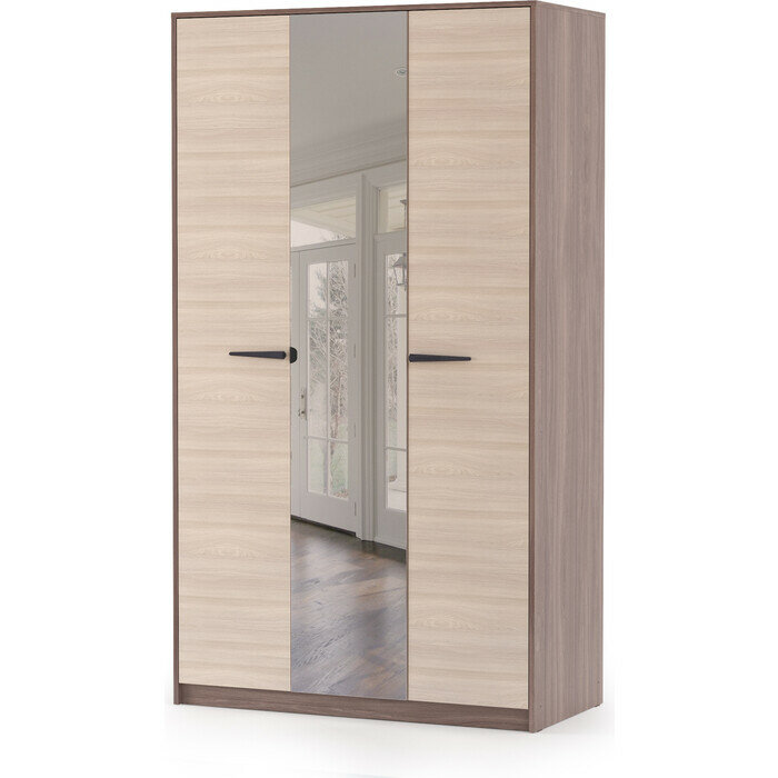 фото Атмосфера Шкаф 3-х створчатый с зеркалом Оптима шимо темный/ шимо светлый