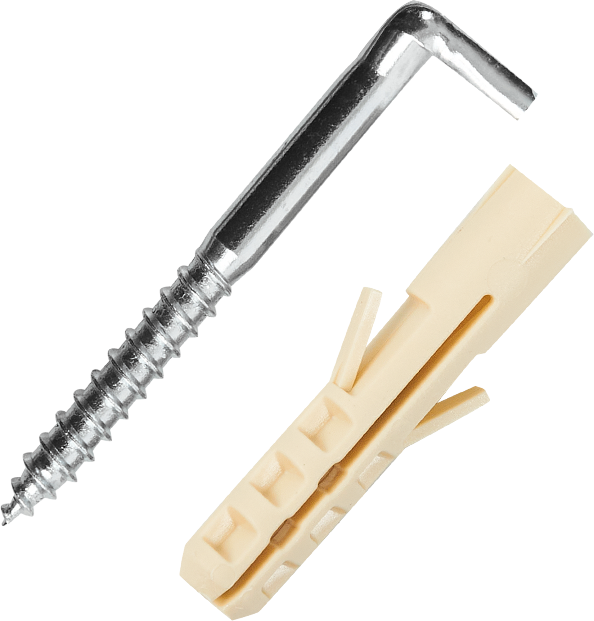 фото Крюк-шуруп L-образный 6x65 мм, нейлон 2 шт.