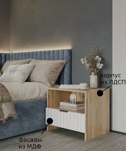 Изображение товара Тумба прикроватная Венеция дуб сонома/ Белая