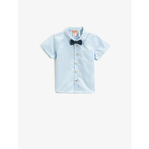 Рубашка KOTON, размер 18-24 месяцев, голубой шорты koton размер 18 24 месяцев голубой