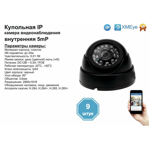 (9шт) DVB300IP5MP(POE). Внутренняя IP камера 5мП с ИК до 20м.