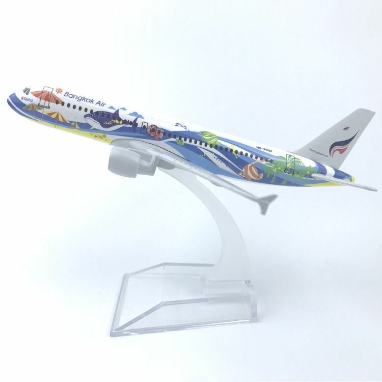 Модель самолета 16 см, Airbus 320 Bangkok Airways, фабричное производство, металл, на подставке