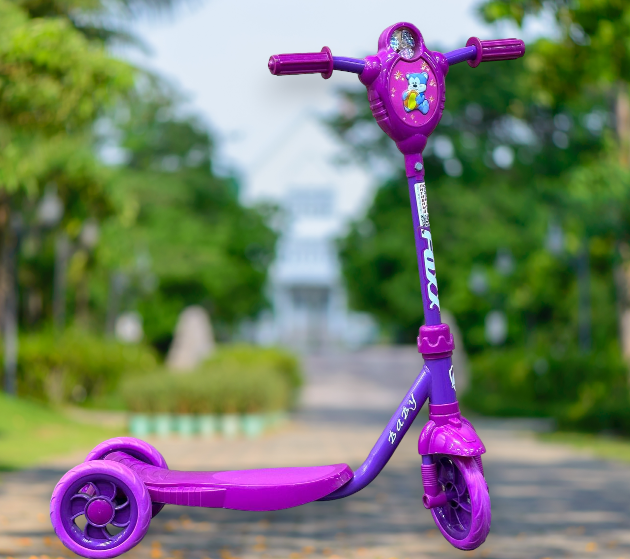 Городской самокат Foxx Baby с пластиковой платформой и колесами EVA 11,5 см, фиолетовый