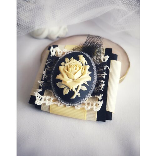 Брошь J.Mi, акрил, желтый, бежевый