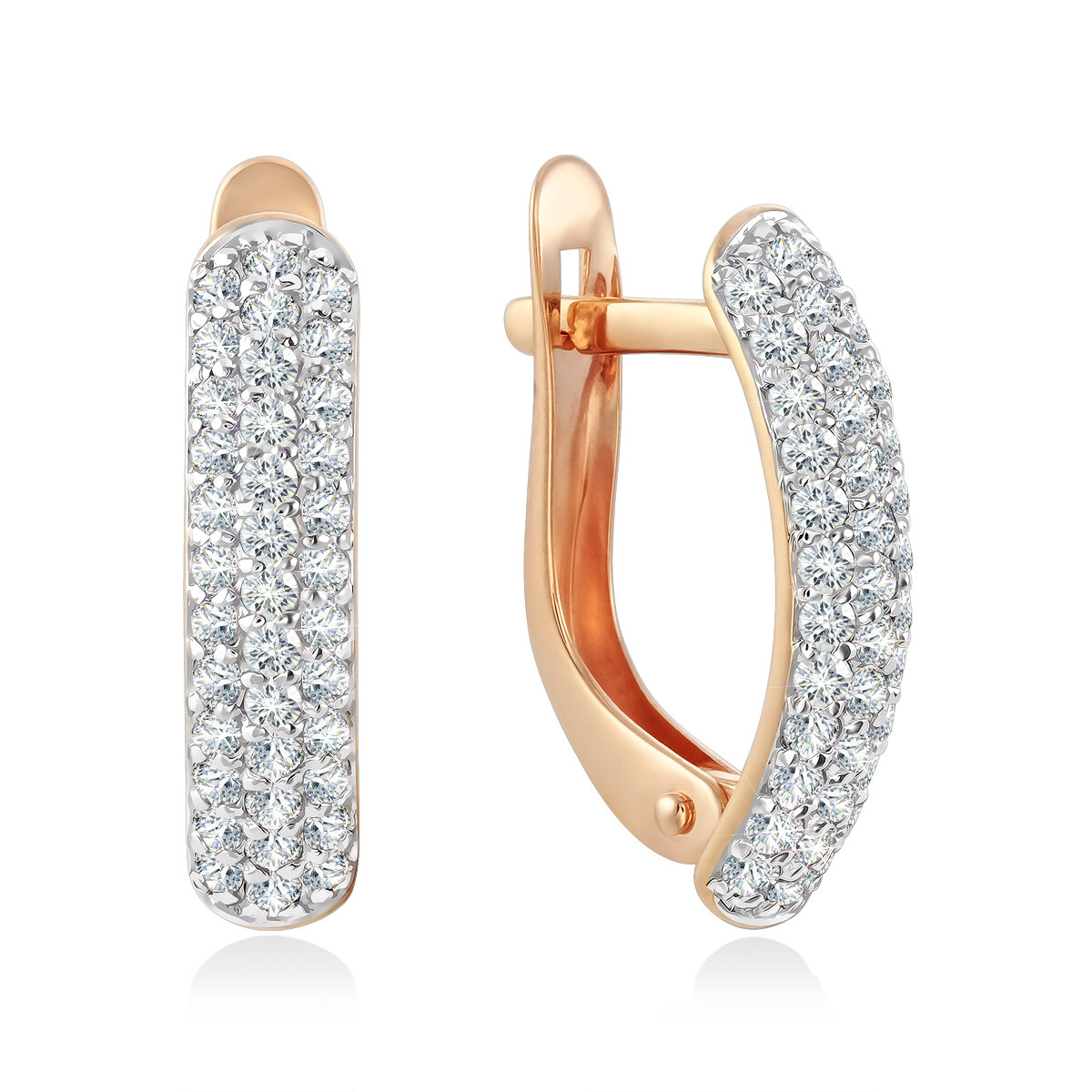 Серьги AZADE, красное золото, 585 проба, фианит