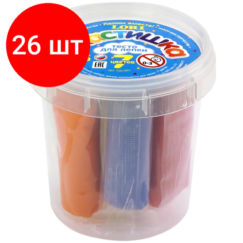 Комплект 26 наб, Набор для лепки, тесто Lori Пластишка, 7цв. по 12 гр, Тдл-001 пластишка тесто для лепки набор 21 4 цвета по 50 г lori тдл 033 lr