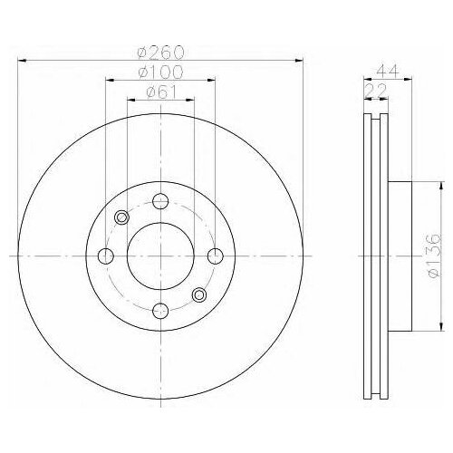 Передний тормозной диск behr-hella 8DD355109331