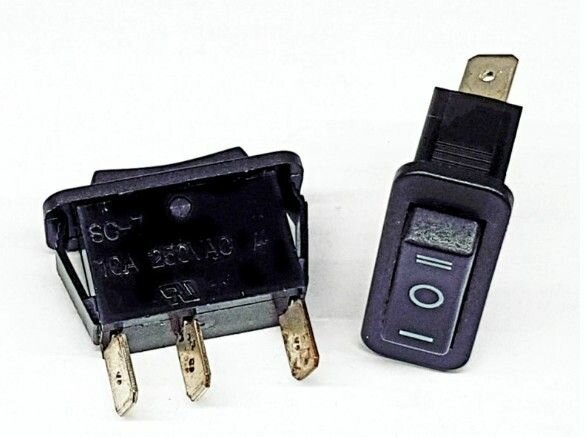 фото Переключатель узкий SC-7 10А 3 положения ,3 конт.( черная клавиша)/1
