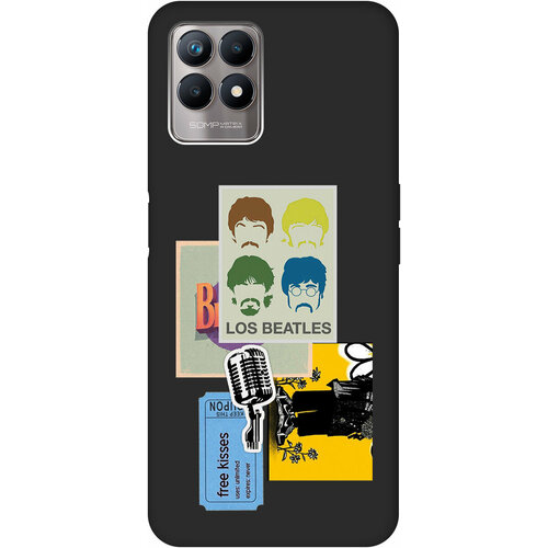 Матовый Soft Touch силиконовый чехол на Realme 8i, Рилми 8 ай с 3D принтом Beatles Stickers черный матовый soft touch силиконовый чехол на honor 8 хонор 8 с 3d принтом beatles stickers черный