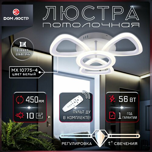 Люстра потолочная для низких потолков на 10 кв. м с пультом управления