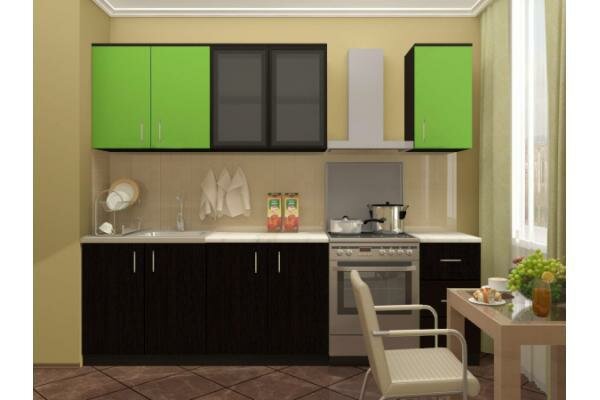фото Кухня "Катя" 2,0м (Улучшенная фурнитура) - венге/венге/лайм