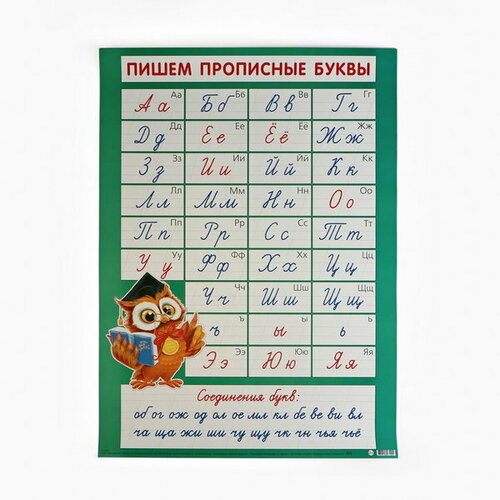 Плакат Пишем прописные буквы бирюзовый фон, 50.5х70 см зачем пилят деревья 50 x 69