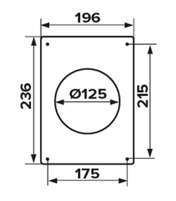 Фланец для круглых воздуховодов d125 мм с площадкой 196х236 мм стальной белый