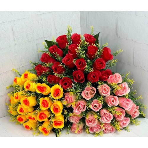 Букет цветов искусственный желтый с оранжевым