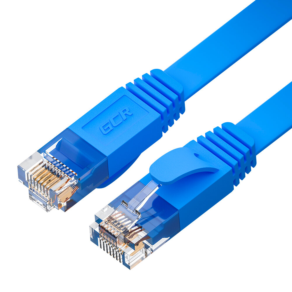 Greenconnect GCR-53085 GCR Патч-корд PROF плоский прямой 1.0m, UTP медь кат.6, синий, 30 AWG, ethernet high speed 10 Гбит/с, RJ45, T568B, GCR-53085 GCR-53085