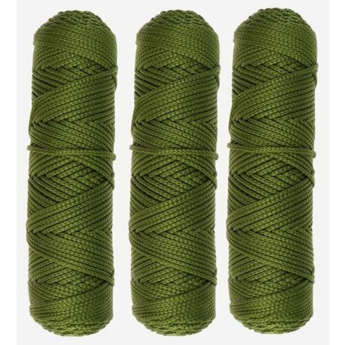 Osttex Шнур для вязания б/серд 100% полиэфир, ширина 3мм 100м/210гр, (51 оливковый) 3шт