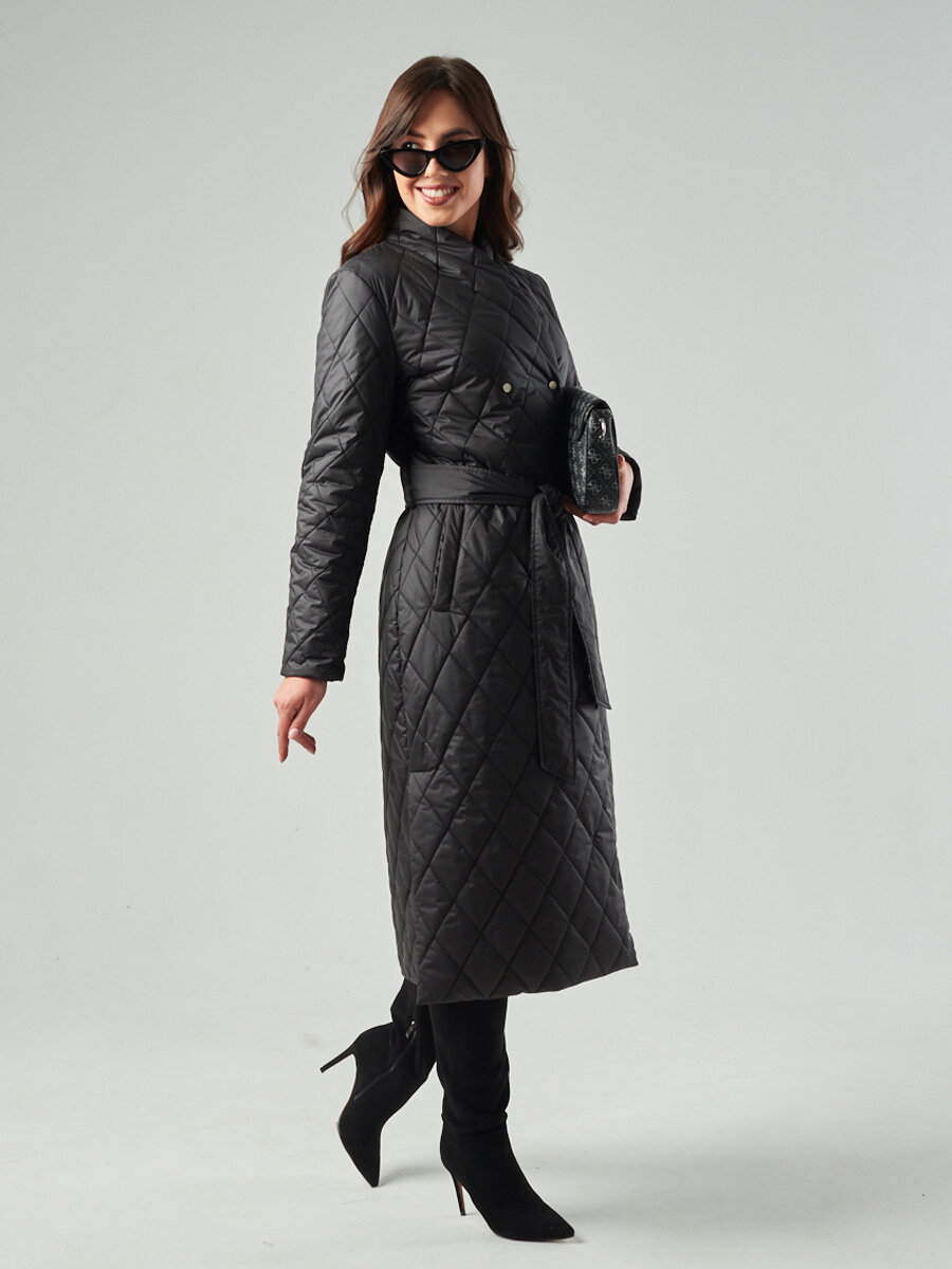 Пальто женское утепленное арт. 15187 цвет: черный размер 170-96-104