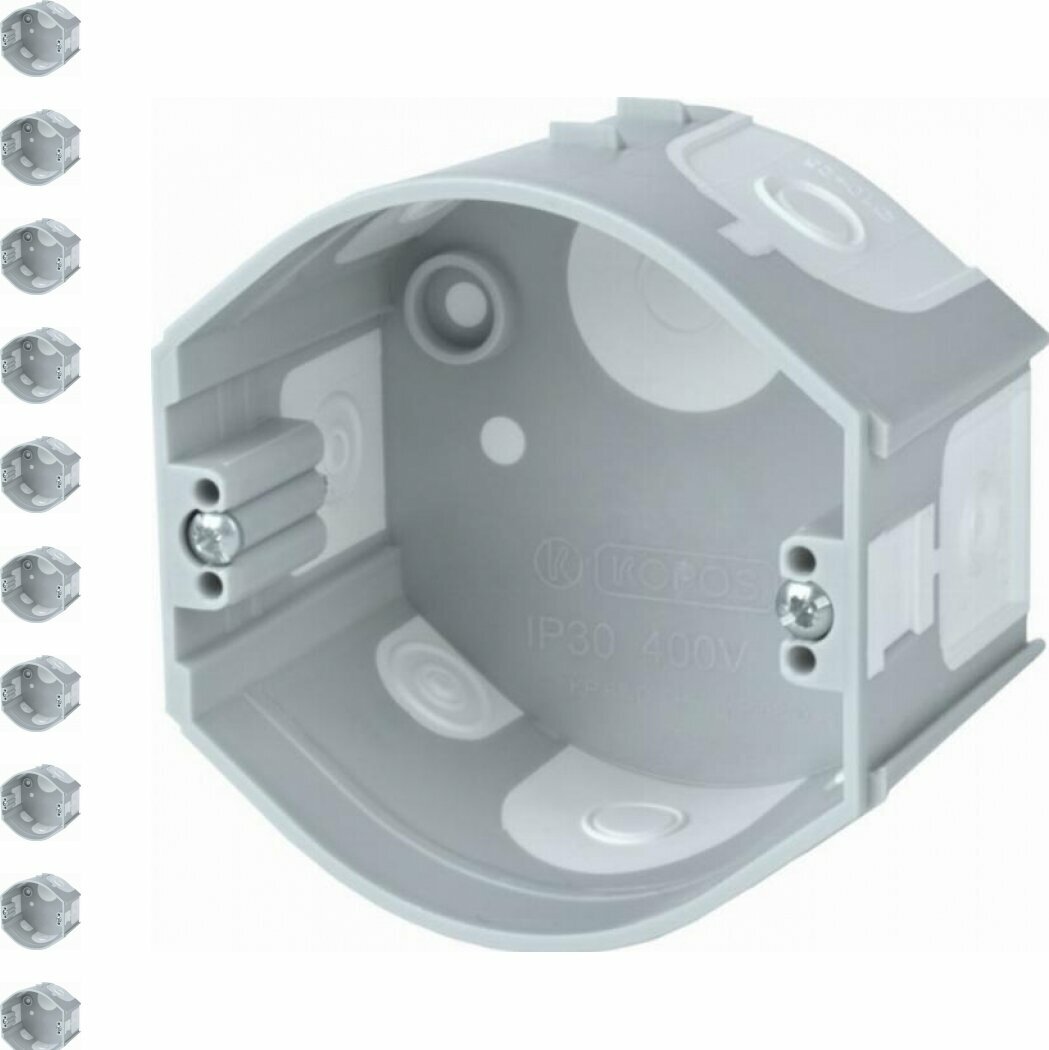 Коробка установочная Kopos 73x45 герметичная круглая для монтажа в твердые стены IP30 серая (комплект из 10 шт.)