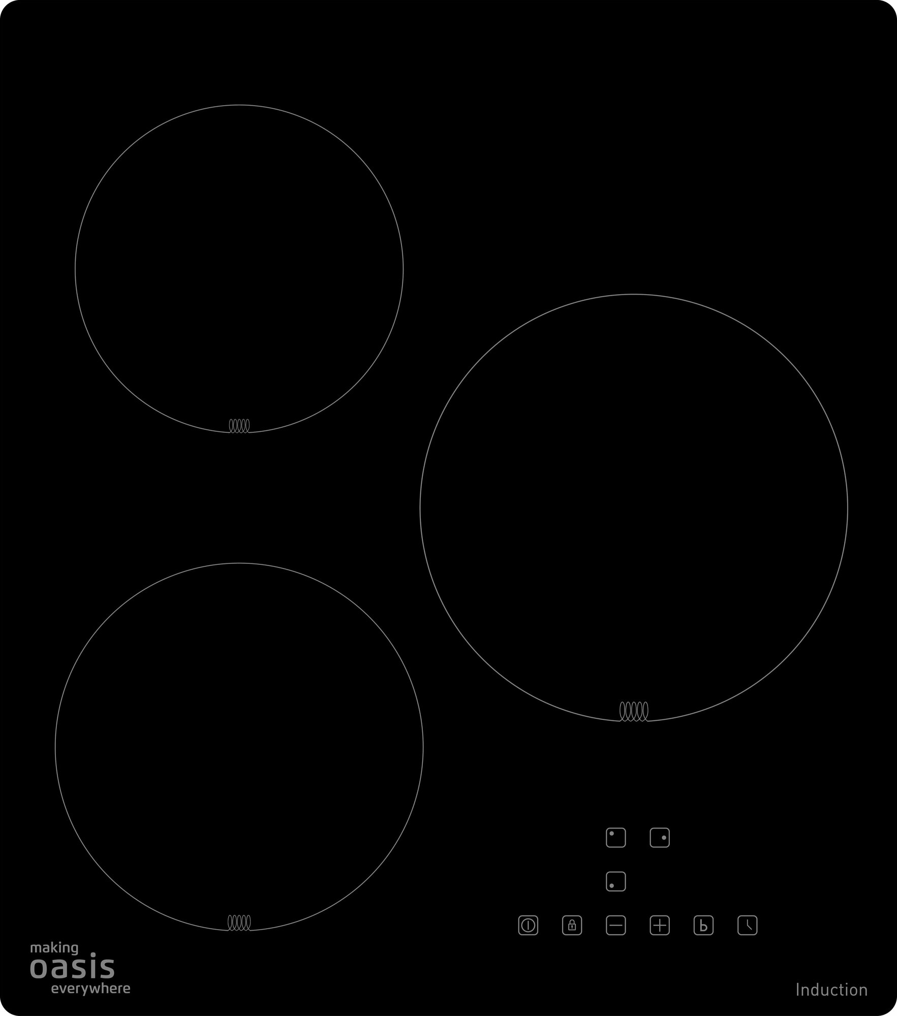 Индукционная варочная панель OASIS P-3IBS (4640130933258) чёрный - фотография № 1