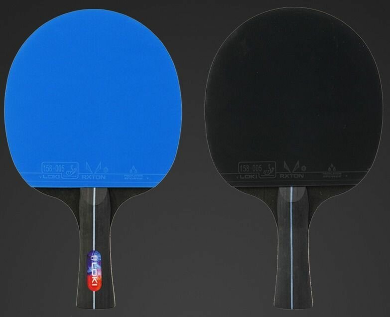 Набор: 2 ракетки LOKI K5000 Blue Kirin Series (FL) + чехол + 2 мяча, для настольного тенниса — фото 1