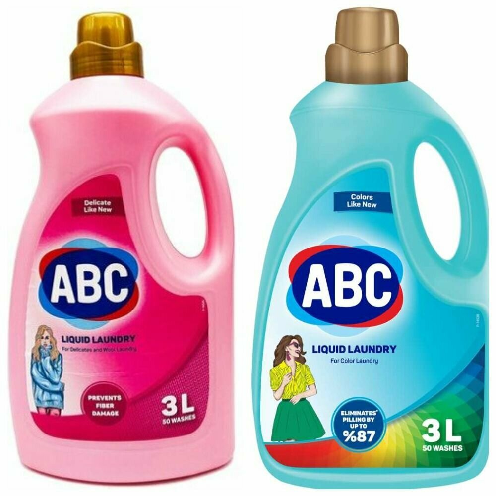 Набор ABC: гель для стирки цветного белья+гель для стирки деликатного белья/3л Турция