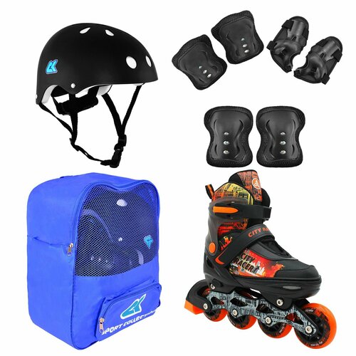 фото Роликовые коньки, шлем, защита set city racer orange m sport collection