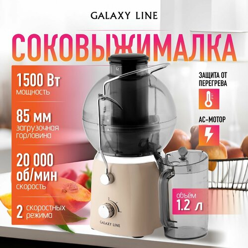 Соковыжималка электрическая GALAXY LINE GL0811 для овощей и фруктов мощность 1500 Вт 20000 обмин и 2 скорости емкость для сока 12 л - стакан цвет розовый 860900₽