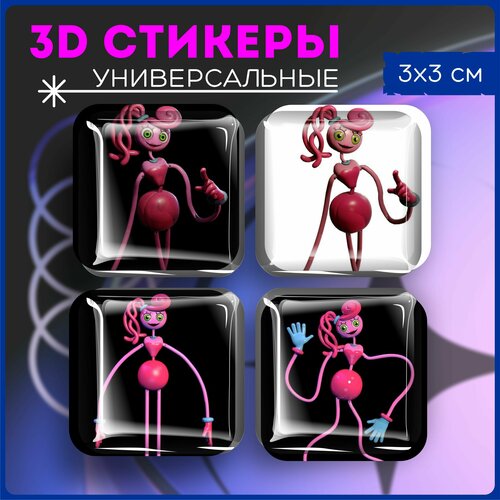 Наклейки на телефон стикеры 3D объемные поппи плей тайм