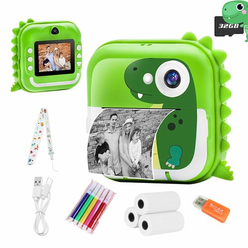 Детский фотоаппарат карта памяти 32 Гб 24 Мп фотографий и селфи Детская портативная камера игрушка Зелёный 333500₽
