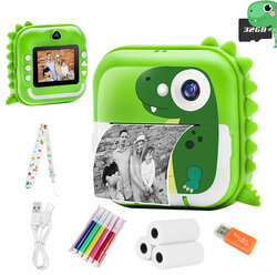 Детский фотоаппарат, карта памяти 32 Гб, 24 Мп фотографий и селфи, Детская портативная камера игрушка, Зелёный