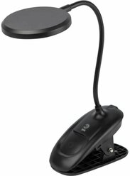Светодиодный настольный светильник ЭРА NLED5136WBK аккумуляторный, на прищепке, черный Б0057210