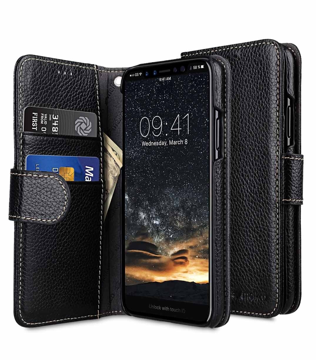 Кожаный чехол книжка Melkco Wallet Book Type для iPhone 12/12 Pro, черный