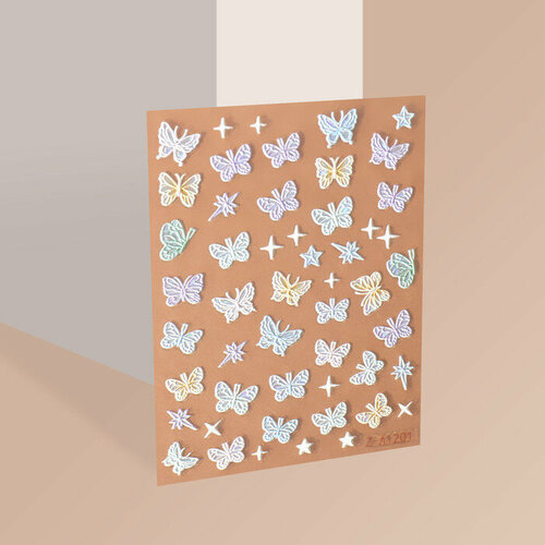 Наклейки для ногтей «Волшебные бабочки», объёмные, разноцветные наклейки для ногтей изящество