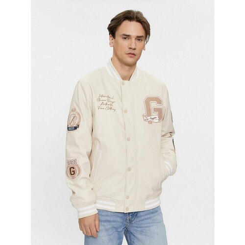 Бомбер GUESS, размер L [INT], бежевый бомбер lmc classic wool varsity размер m черный