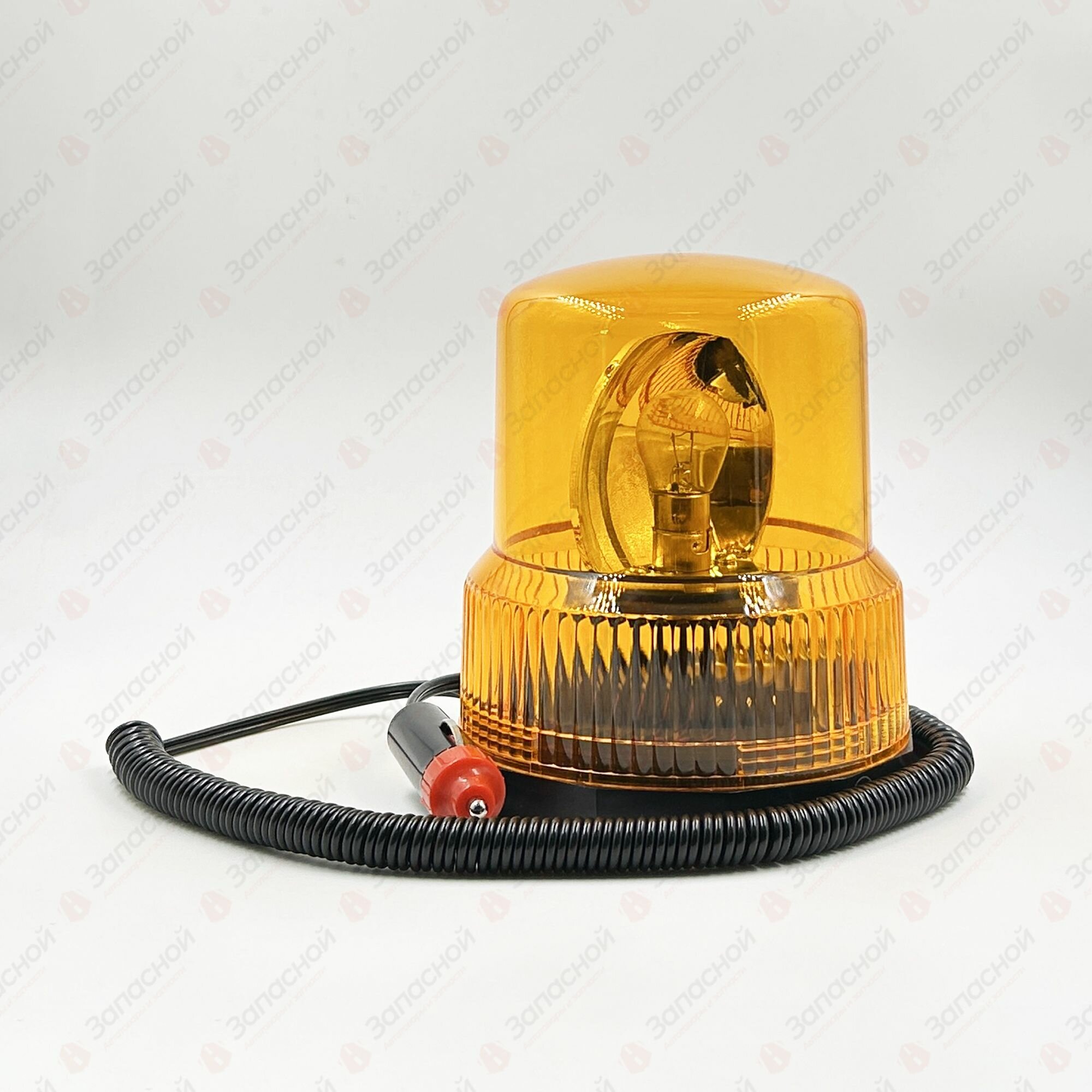 Маяк проблесковый желтый 24В автомобильный (лампа А24-21) на магните в прикуриватель H146мм D122мм (АЕ)