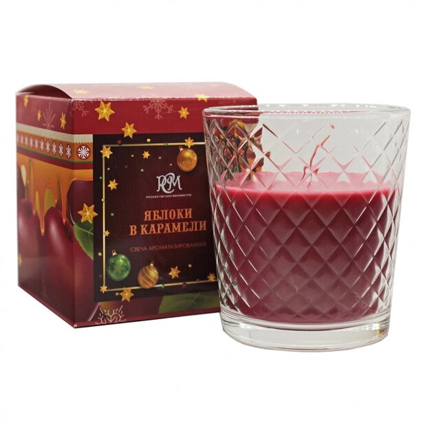 Свеча в стакане Яблоки в карамели 130 гр