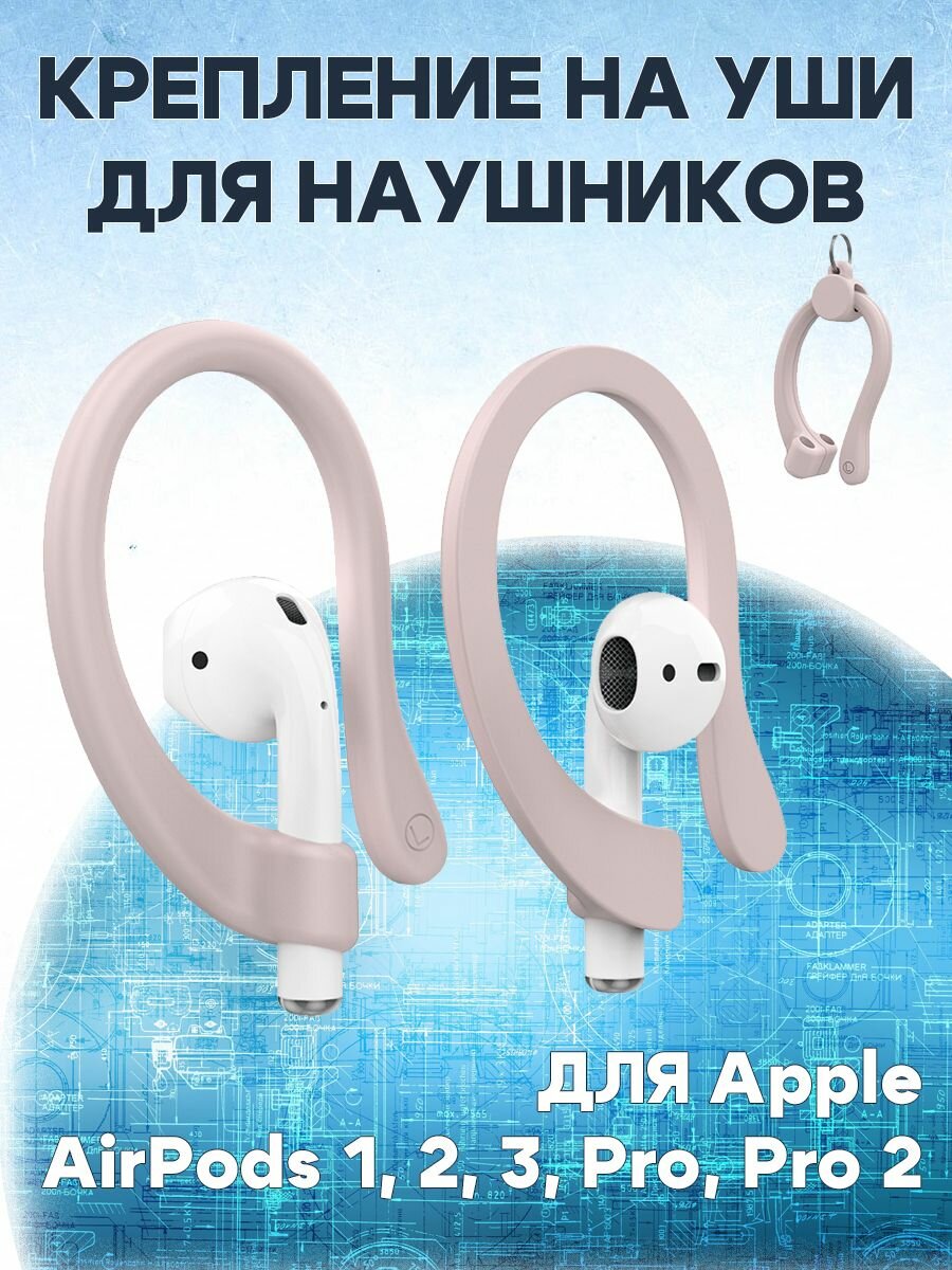 Крепление на уши для беспроводных наушников Apple AirPods 1, 2, 3 / AirPods Pro 1, 2 - 1 пара заушины с держателем - розовые