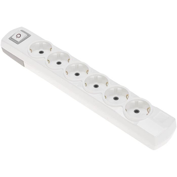 фото Колодка Rexant Premium 6 гнезд, с заземлением, с выключателем, белый